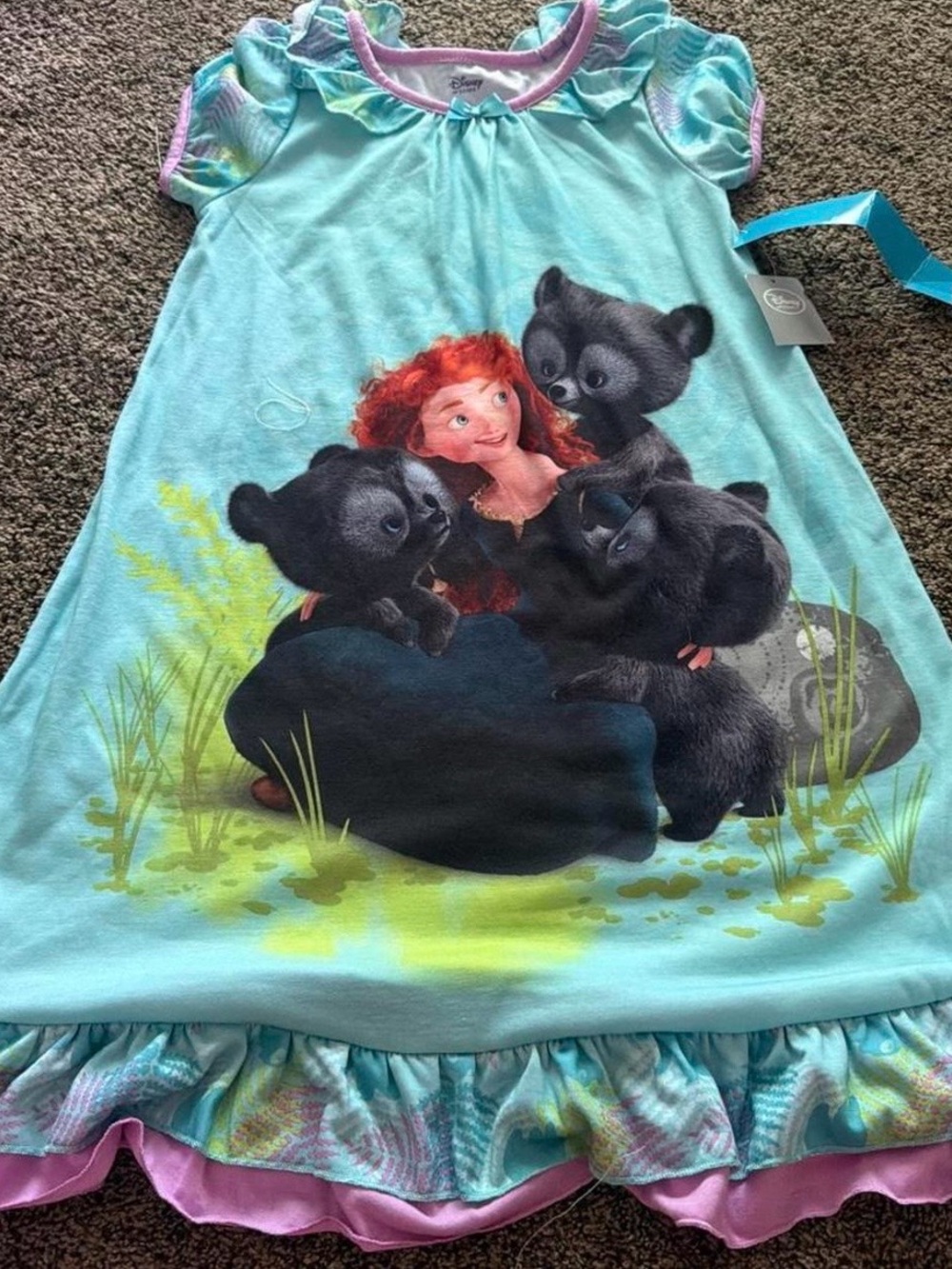 Disney Girls Aqua Nightgown with Merida and Bear Cubs